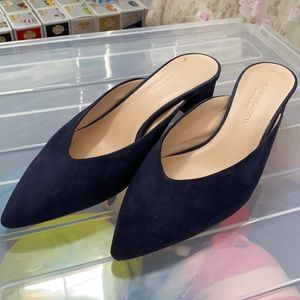 Club Monaco Suede Loalla Mules Navy Blue